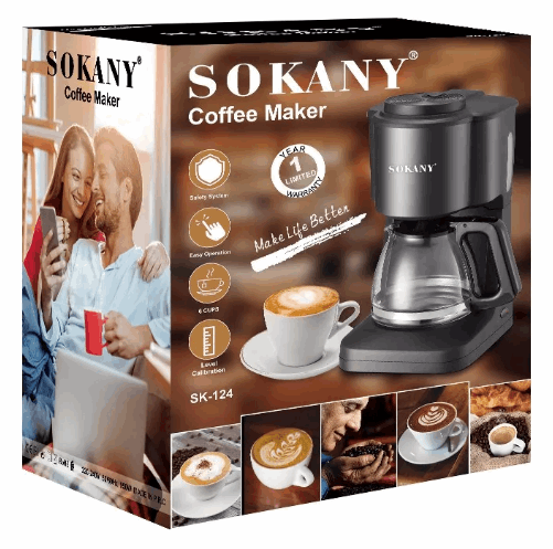 ☕ Cafetera Semiautomática Sokany – 6 Tazas (900ml) | Café de Goteo Premium