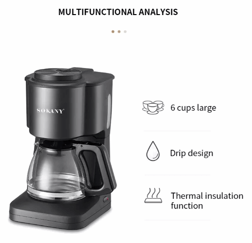 ☕ Cafetera Semiautomática Sokany – 6 Tazas (900ml) | Café de Goteo Premium