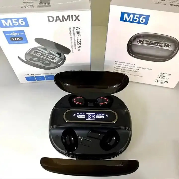 🎧 Audífonos Inalámbricos M56 Doble Par – Sonido Hi-Fi y Resistencia IPX7