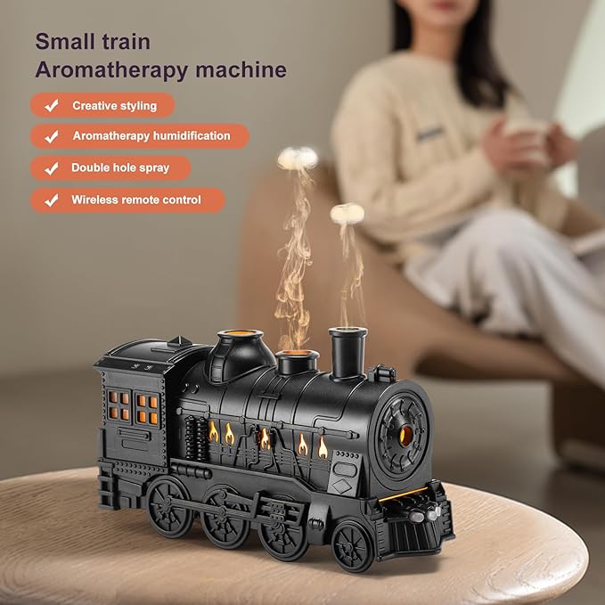 🚂 Humidificador Ambientador "Tren Vintage" – 300ml | Niebla + Luces LED + Aromaterapia