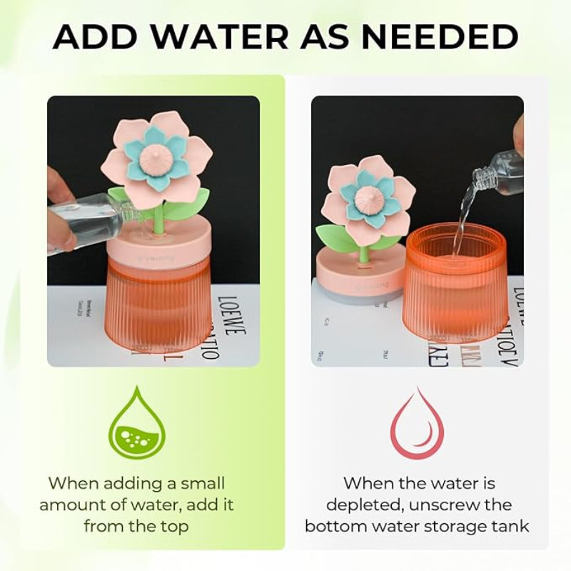 🌸 Humidificador de Flor con Luz LED – Aromaterapia y Niebla Suave para tu Hogar