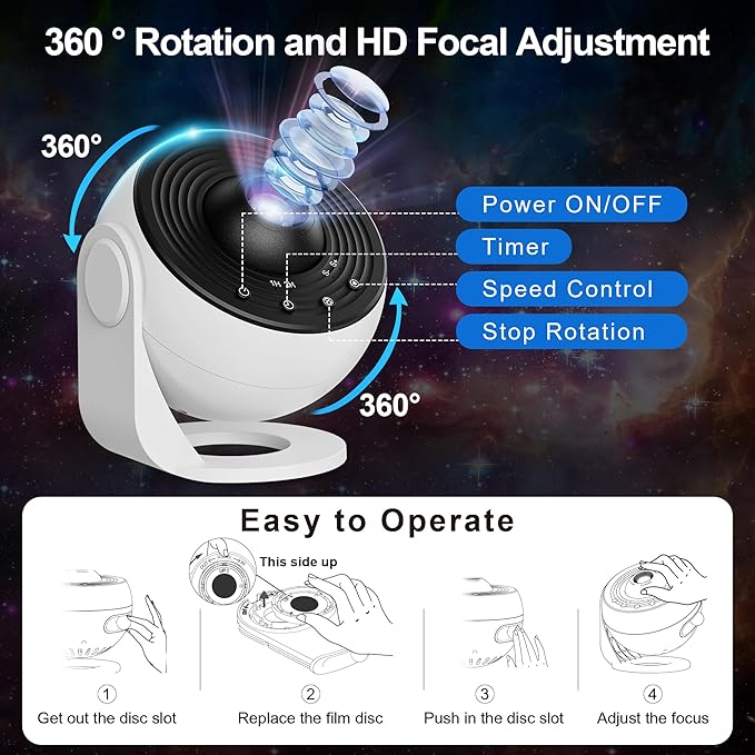 🌌 Proyector Planetario Galaxy 360° – Lámpara Nocturna de Estrellas HD