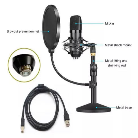 🎤 Kit Micrófono Condensador BM70 – Estudio Profesional Portátil