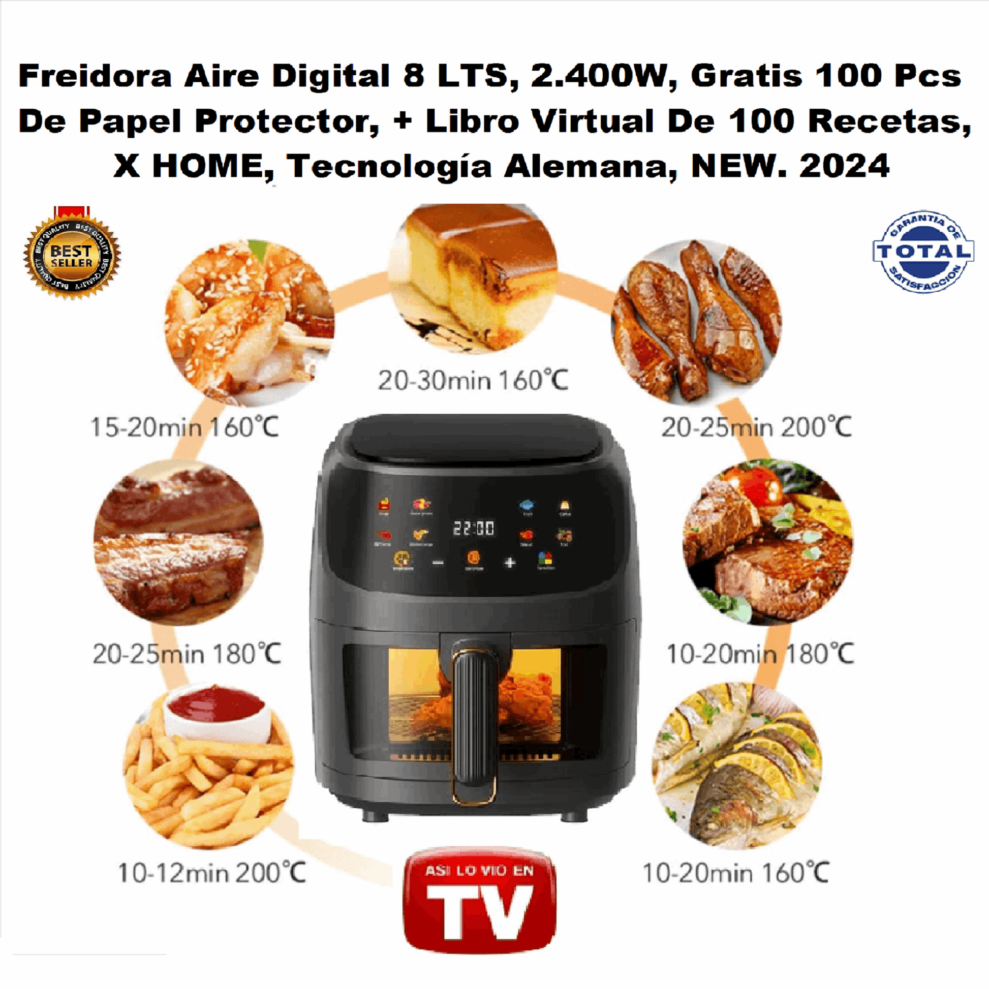 Freidora Aire 8 Lts Digital + Obsequios