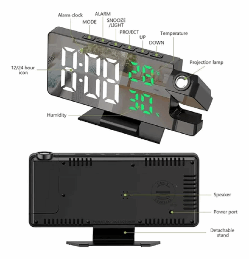 Reloj Despertador Digital Con Proyector