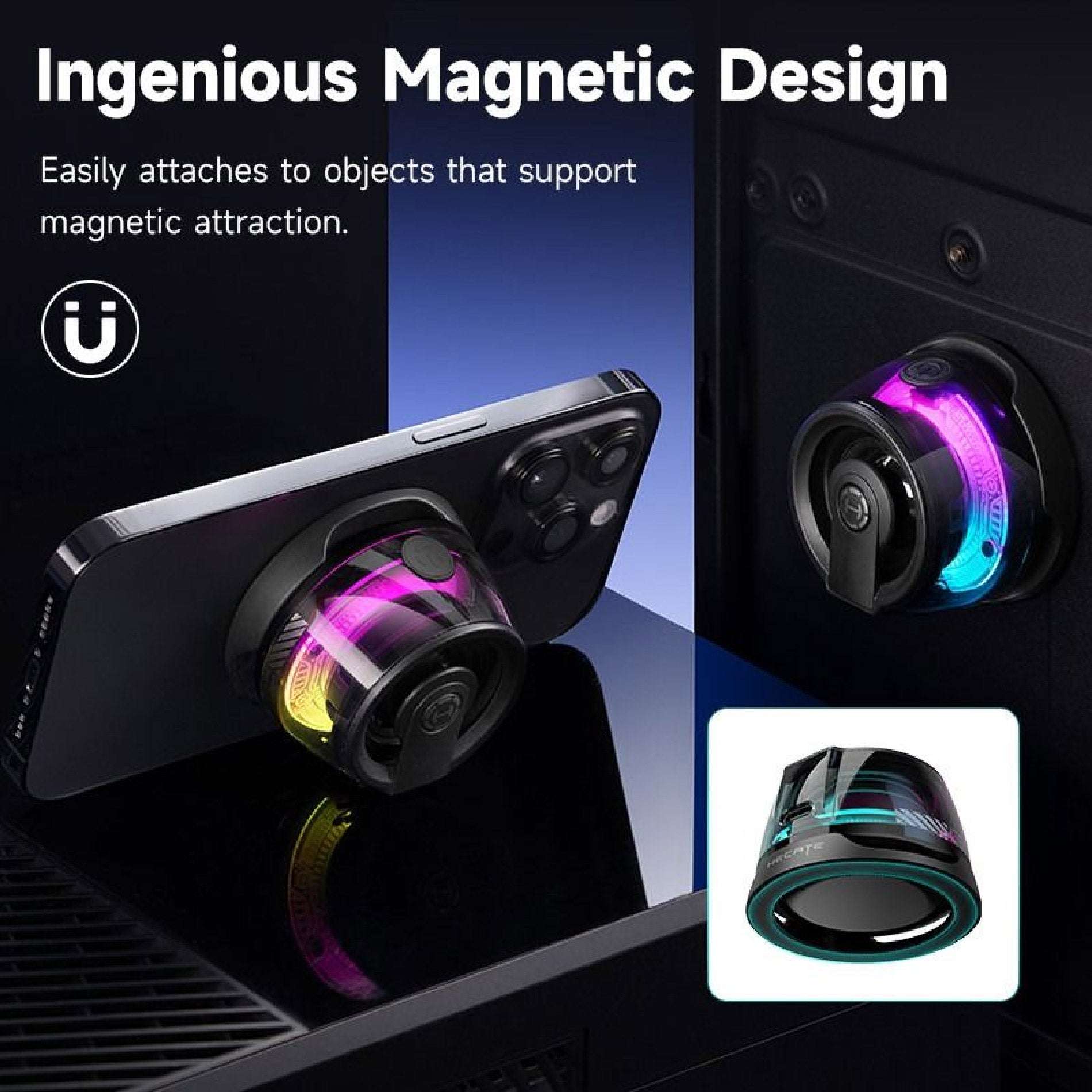 🔊 Mini Parlante Bluetooth Magnético – Sonido Portátil con Soporte Integrado