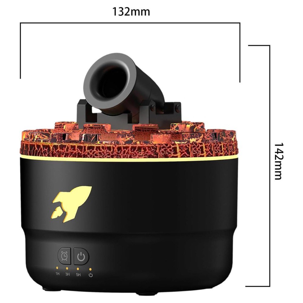 🌋 Humidificador "Cañón Volcánico" – Niebla LED + 7 Colores + Aromaterapia