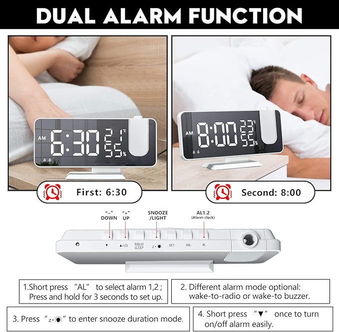 ⏰ Reloj Despertador Digital con Proyector – ¡Mira la Hora en tu Techo!