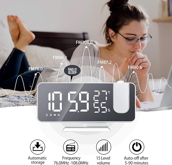 ⏰ Reloj Despertador Digital con Proyector – ¡Mira la Hora en tu Techo!