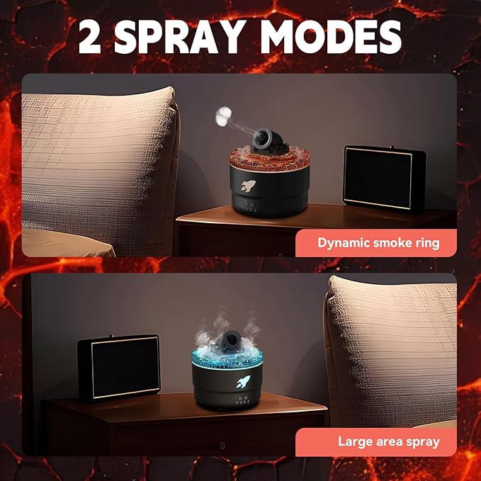 🌋 Humidificador "Cañón Volcánico" – Niebla LED + 7 Colores + Aromaterapia