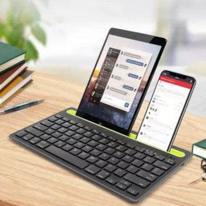 ⌨️ Teclado Bluetooth Multidispositivo 2 en 1 – Soporte Integrado para Celular/Tablet