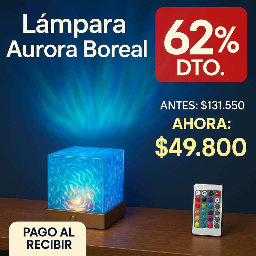 🌊 Lámpara Decorativa Aurora Boreal Recargable – Proyector de Olas Oceánicas 16 Colores